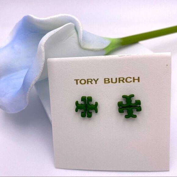 New Tory Burch Green Enamel Kira Stud Earings ,comes with dust bag - Picture 1 of 4
